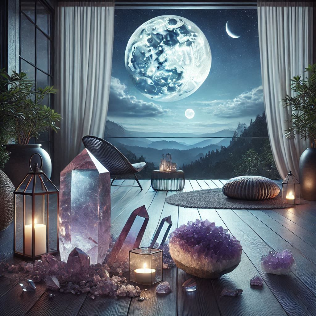 image ia. Pierres sous la lumiere lunaire