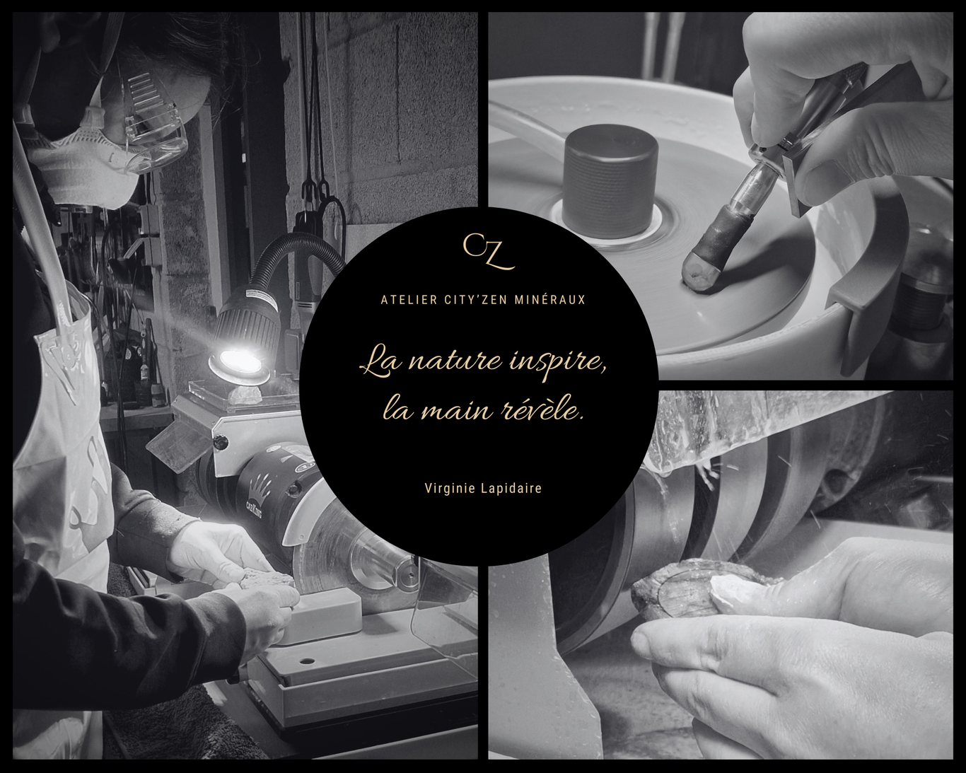 Atelier lapidaire dans l'Aisne 02 - Virginie lapidaire  - City'Zen Minéraux