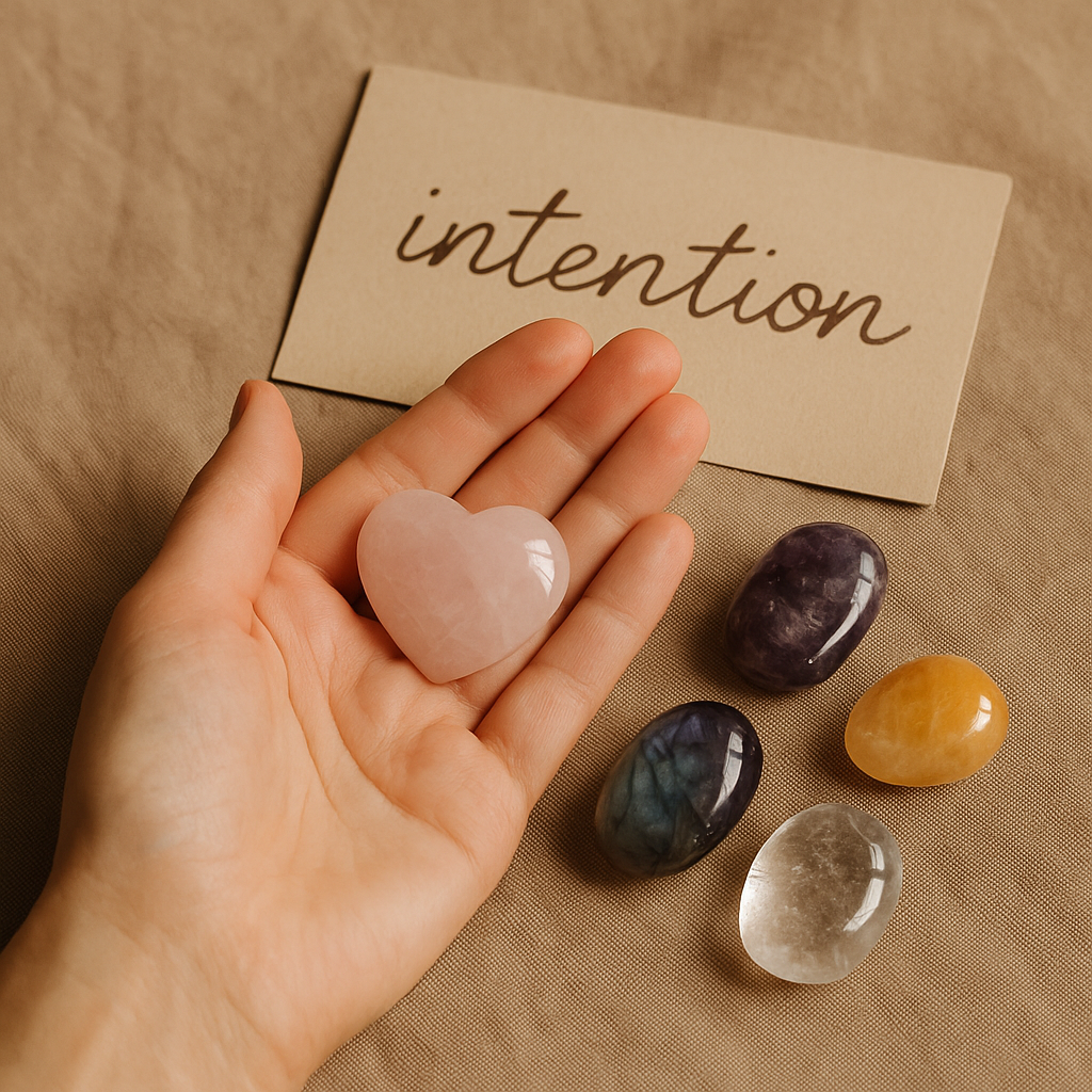 Découvrez comment poser une intention énergétique avec vos pierres pour renforcer leur vibration et accompagner votre chemin personnel.