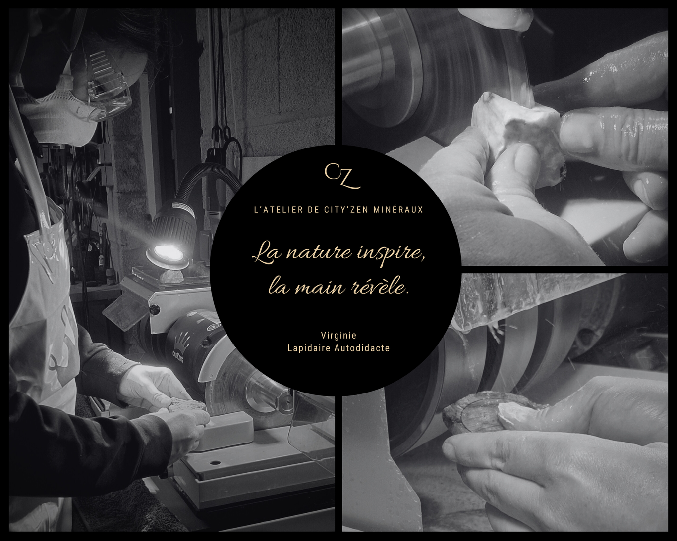 Atelier lapidaire dans l'Aisne 02 - Virginie, lapidaire autodidacte - City'Zen Minéraux